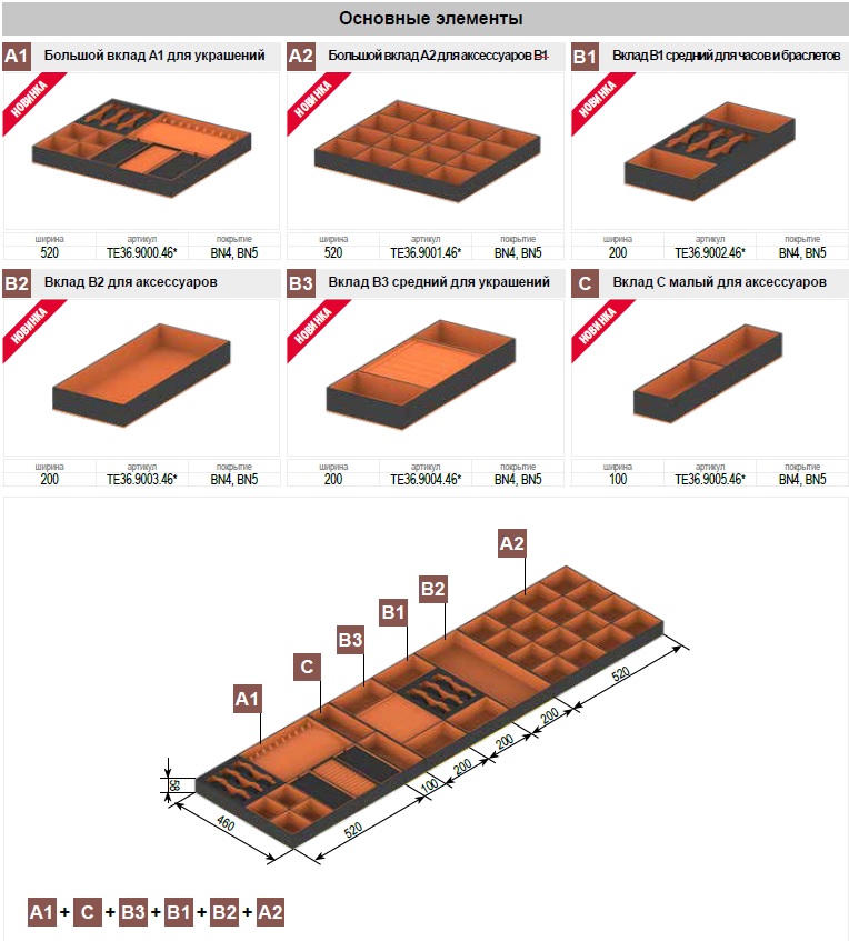 картинка Вклад А1 520 большой для бижутерии черный/оранжевый от магазина Kessebohmer.shop
