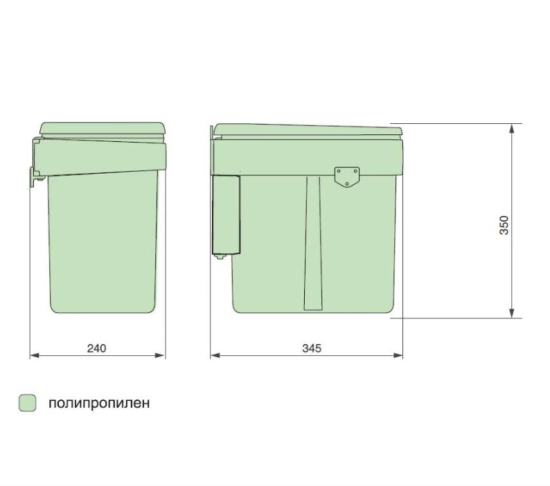картинка Ведро для мусора 20 л. С делителем, пластик темно-серый от магазина Kessebohmer.shop