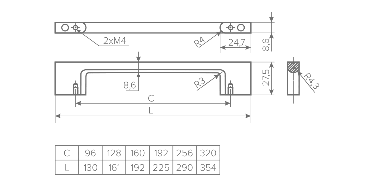 картинка Ручка EASY 192 металл хром от магазина Kessebohmer.shop