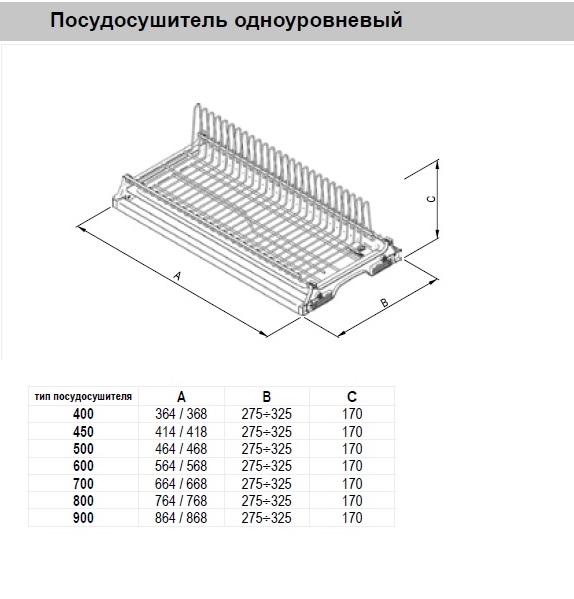 картинка Посудосушитель одноуровневый 500 металл хром от магазина Kessebohmer.shop