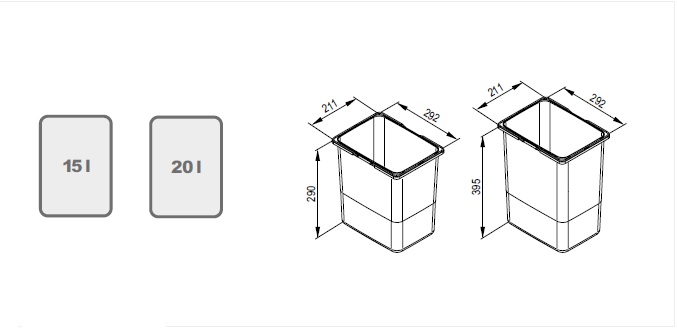 картинка Ведро для мусора 20л пластмасса серая от магазина Kessebohmer.shop