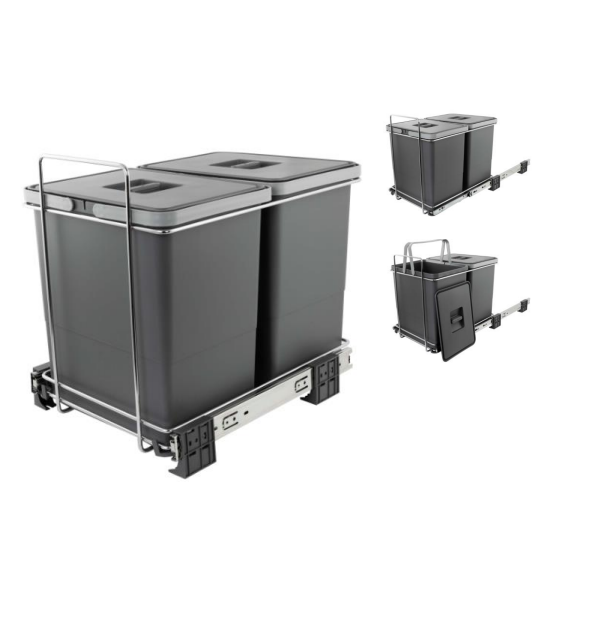 картинка ECOFILL Система сортировки и хранения, 2 емкости (12л+12л), нижнее крепление., напр. полн. выдвиж. от магазина Kessebohmer.shop