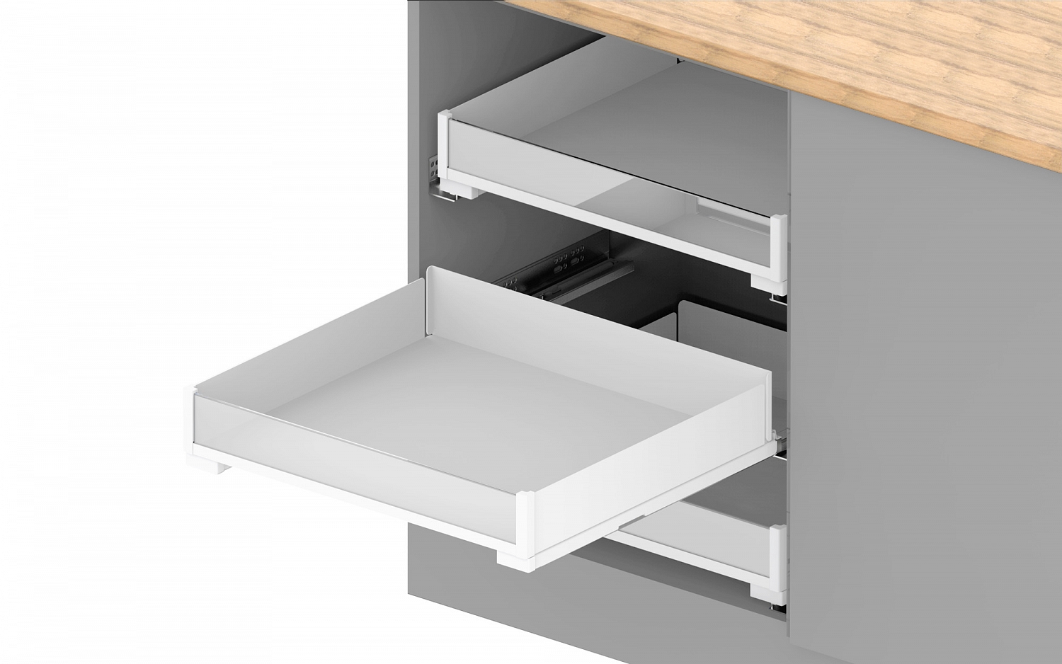 картинка MAXIMA PURO внутренняя корзина 800 H=80 NL=480 металл белый матовый/прозрачное стекло от магазина Kessebohmer.shop