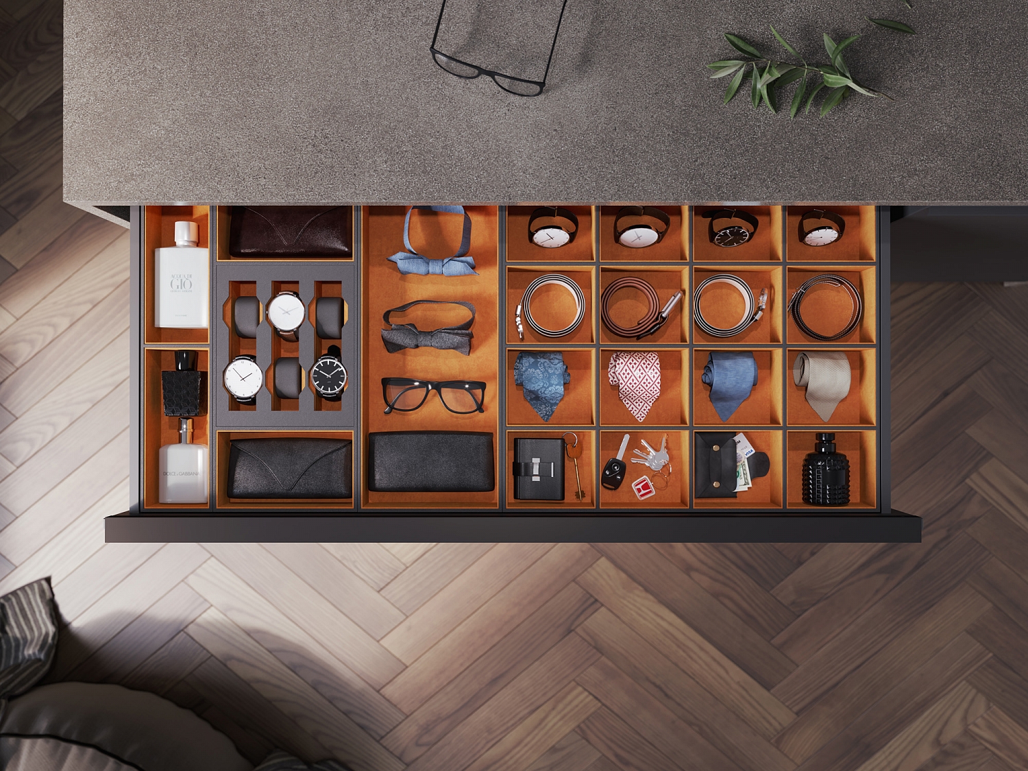 картинка Вклад А1 520 большой для бижутерии черный/оранжевый от магазина Kessebohmer.shop