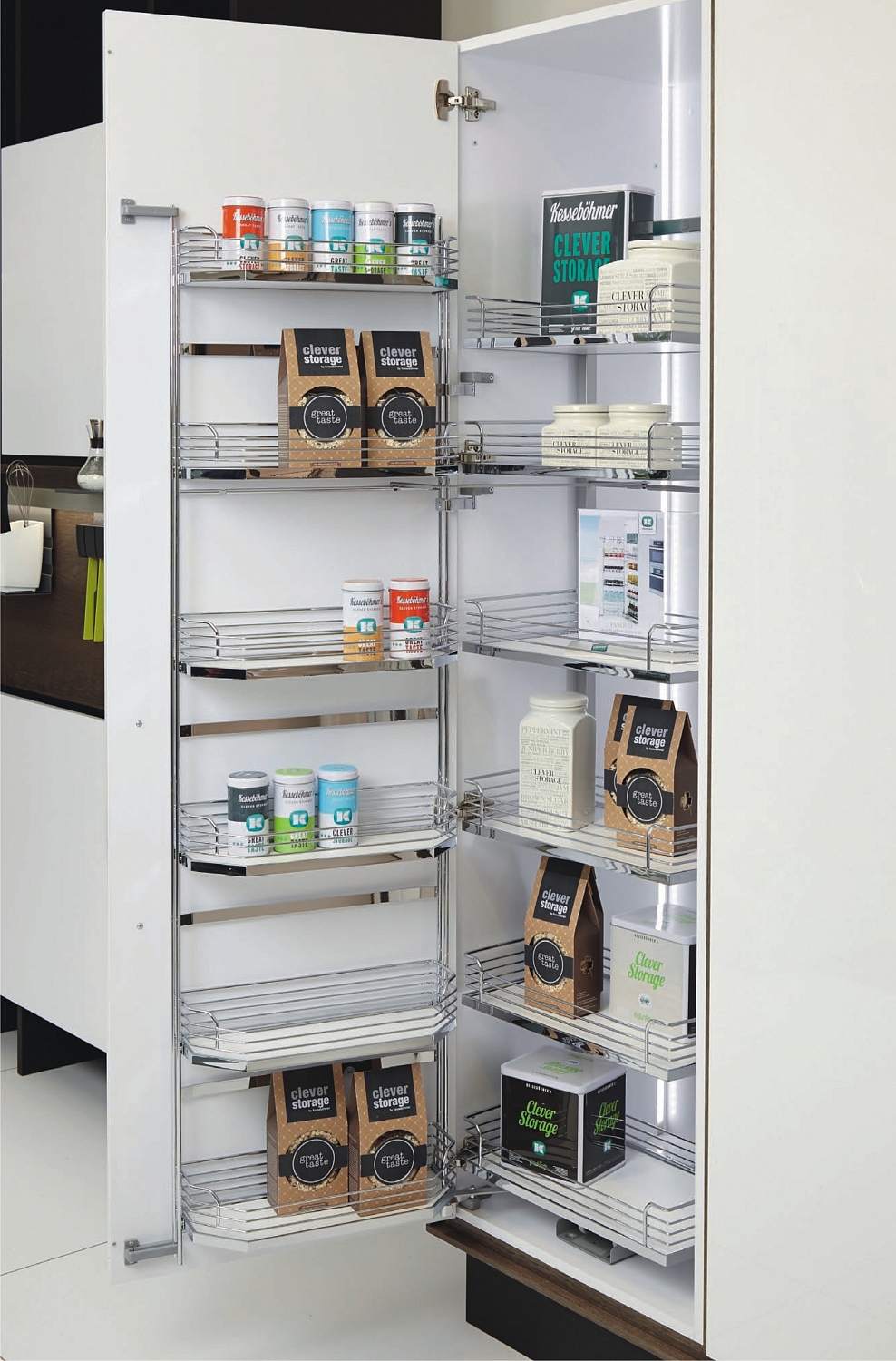 картинка КОМПЛЕКТ Тандем II 500 мм, H 1700, Арена КЛАССИК, 5 полок, цвет ХРОМ, цвет дна Серый (2376530005) от магазина Kessebohmer.shop